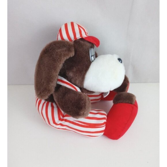 Vintage 1993 Sugar Loaf Brown Floppy Ear Dog Super Soft In Ball Cap & Overalls - Picture 4 of 9